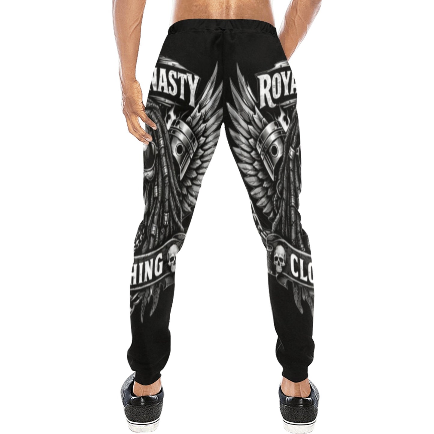 ROYAL DYNASTY BLACK AND WHITE SKULL Casual Baggy Slacks (Model L11)