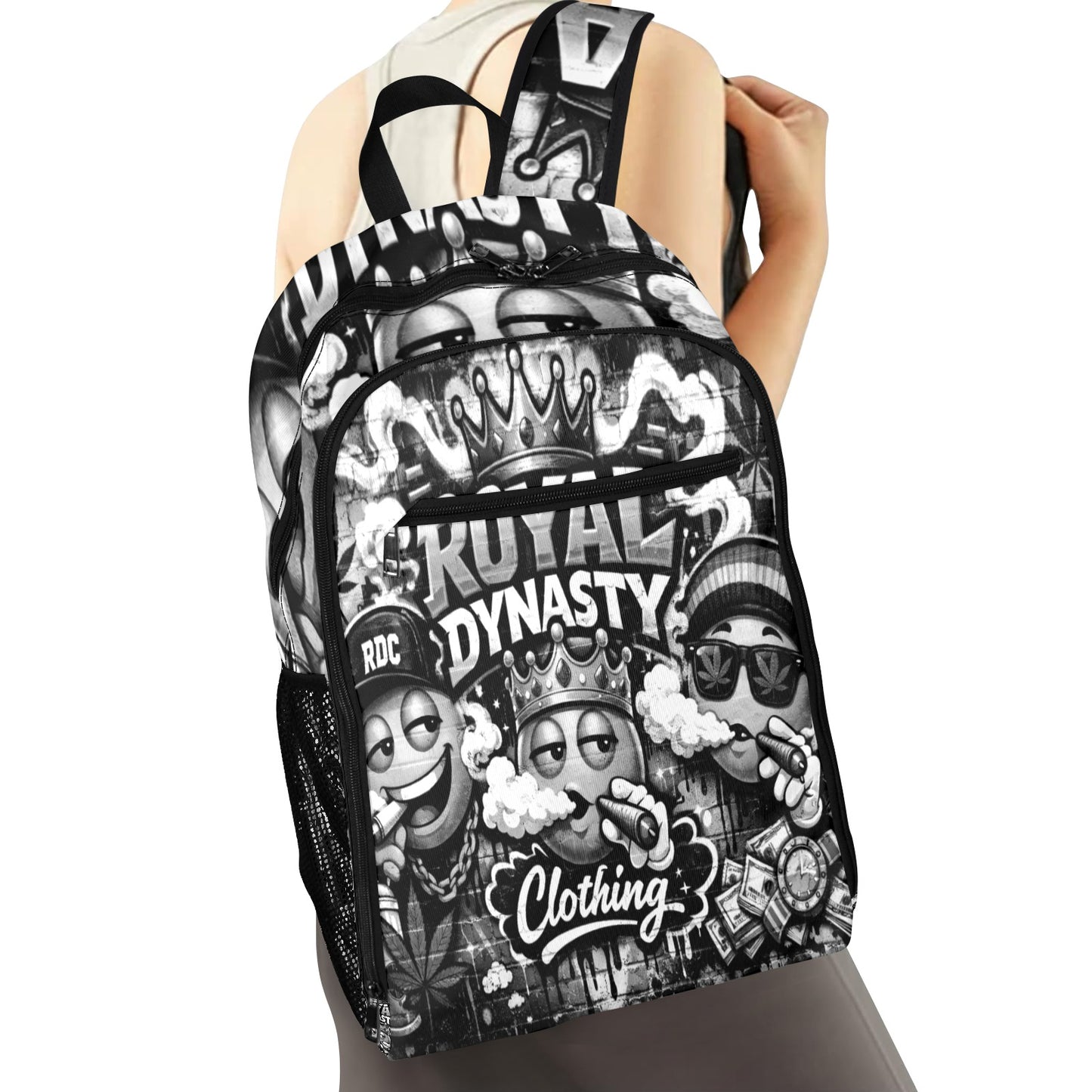 RDC BLACK AND WHITE LIT EMOJI All Over Print Leisure Sports Backpack