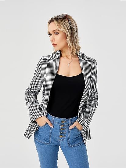 Women's Casual Blazer Jacket Long Sleeve Work 0ffice Blazer Lapel Jacket