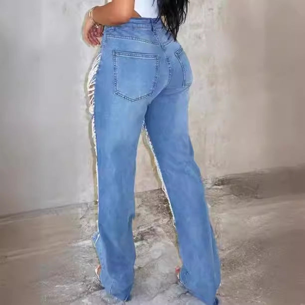 Chain Bead Straight-leg Pants