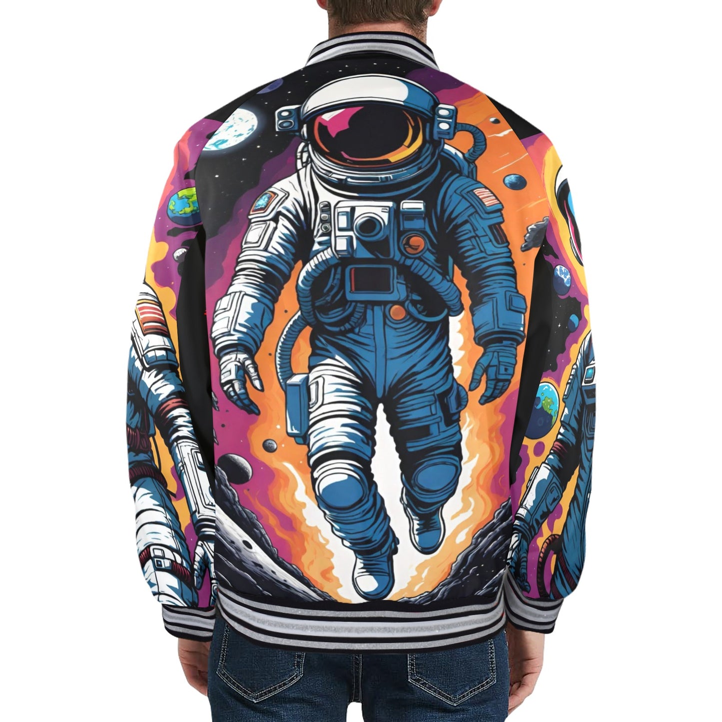 FEARLESS OUTLAW New Men's Striped Trim Bomber Jacket
