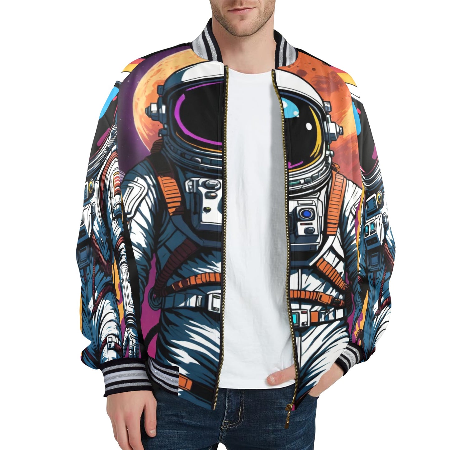 FEARLESS OUTLAW New Men's Striped Trim Bomber Jacket