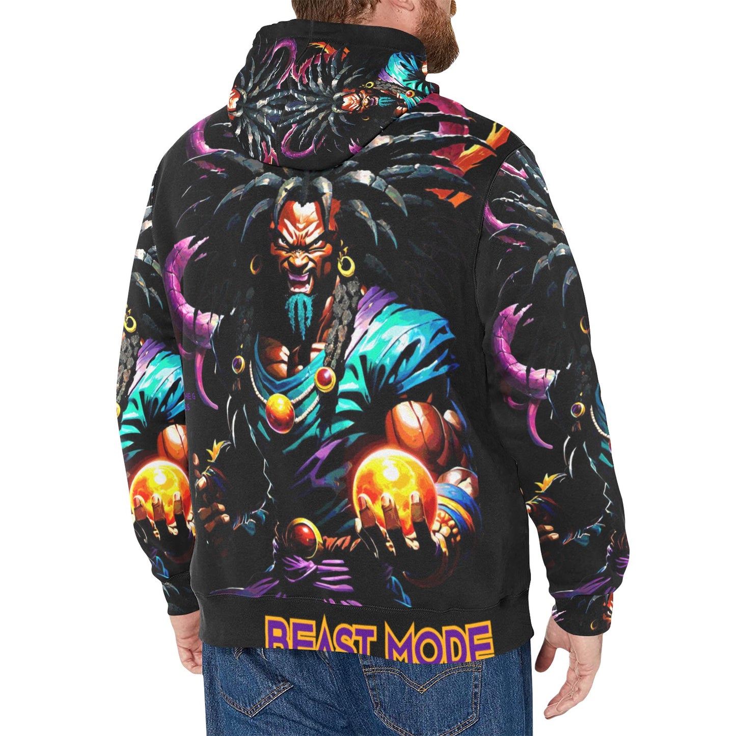 BEAST MODE ANIME Men's Long Sleeve Fleece Hoodie (H55)