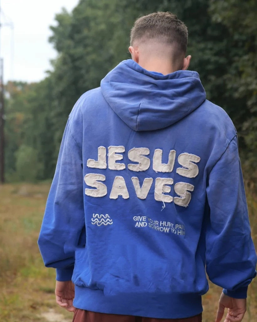 Jesus saves drop-shoulder Sleeve Hoodie Sweater