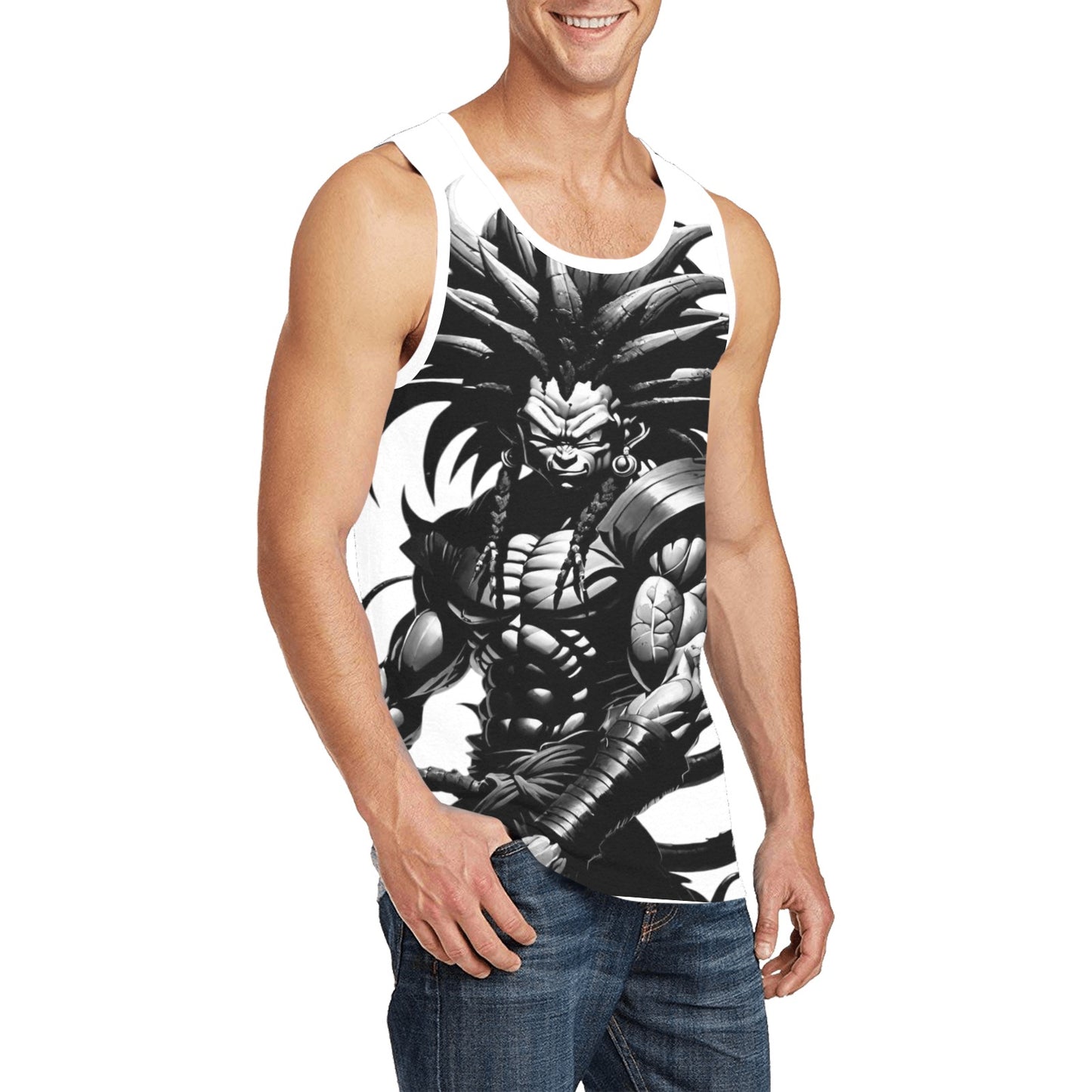 ROYAL DYNASTY FIRE WHITE ANIME Men's All Over Print Tank Top (Model T57)
