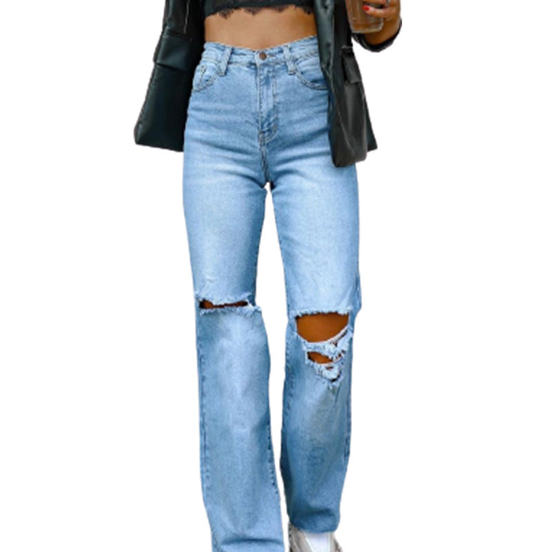 European And American Women Jean's With Holes