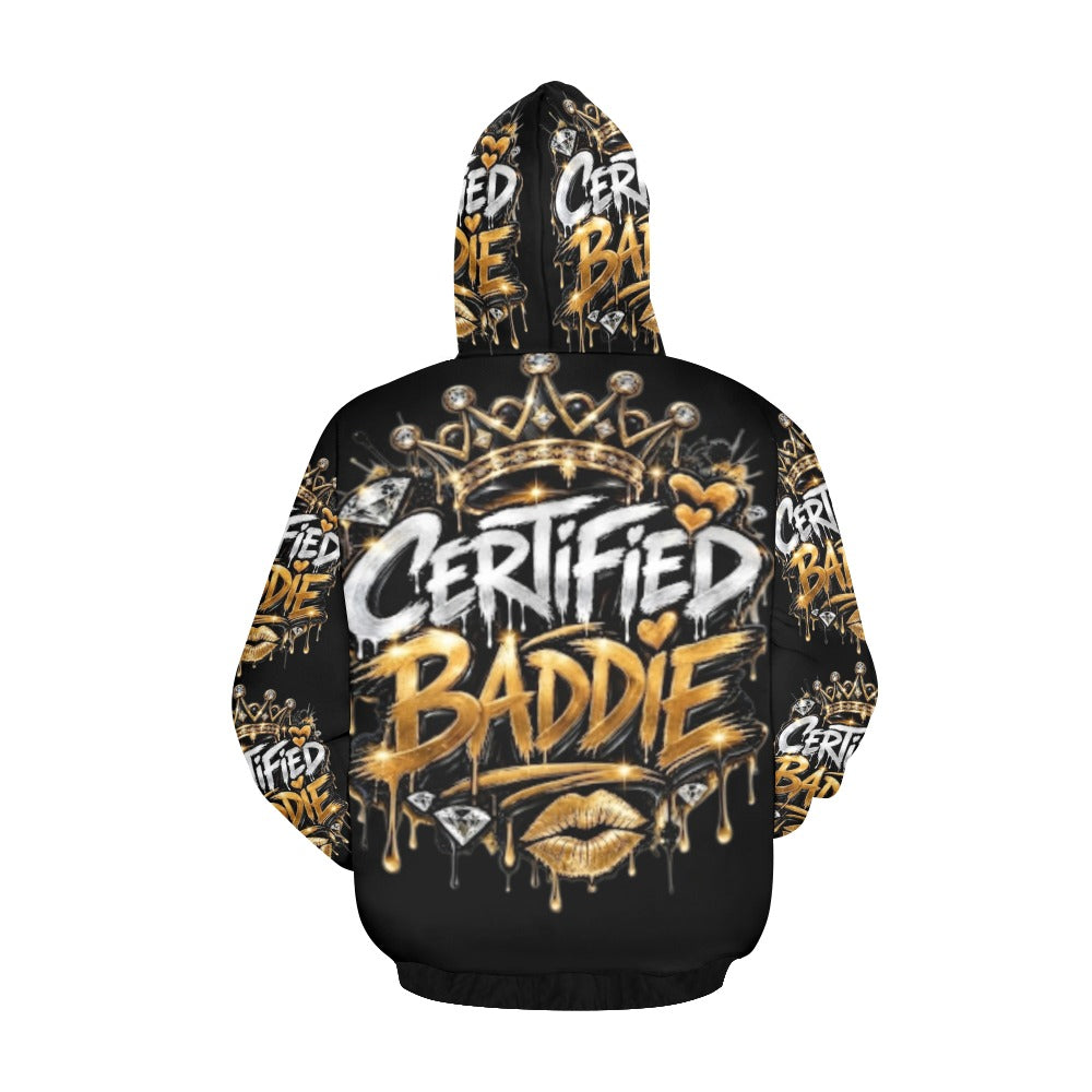 CERTIFIED BADDIE V7 Women's All Over Print Hoodie – Custom Streetwear