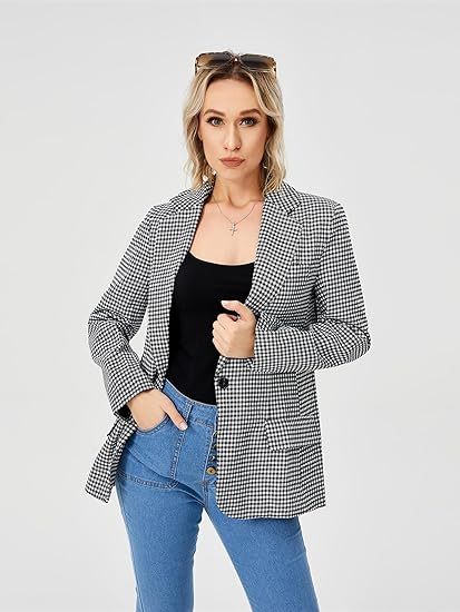 Women's Casual Blazer Jacket Long Sleeve Work 0ffice Blazer Lapel Jacket