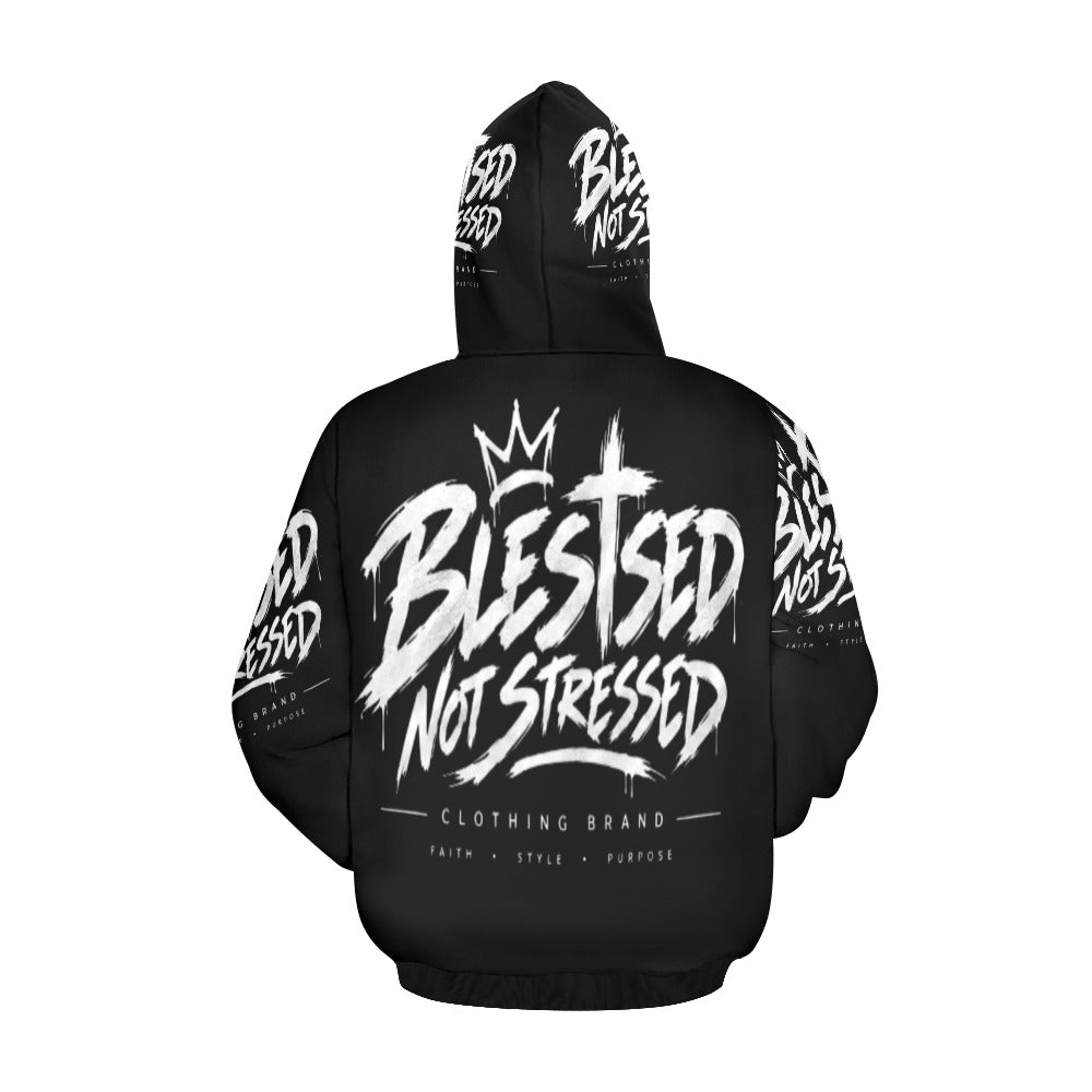 Blessed Not Stressed Men's All-Over Print Pullover Hoodie