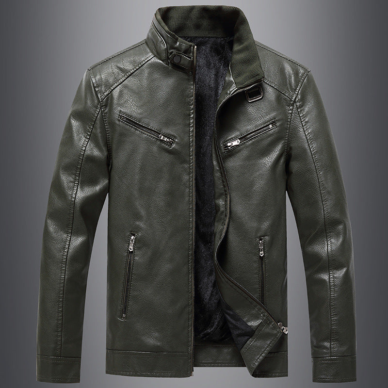 Men's Fleece Padded Leather Jacket