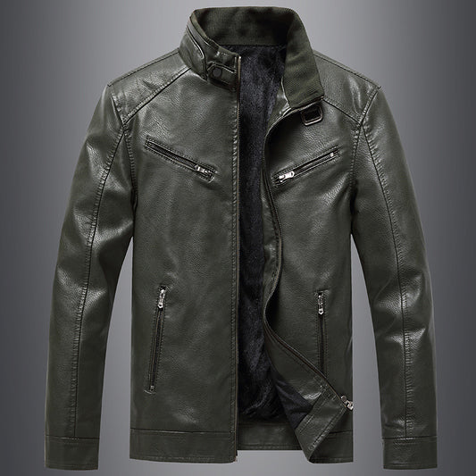 Men's Fleece Padded Leather Jacket