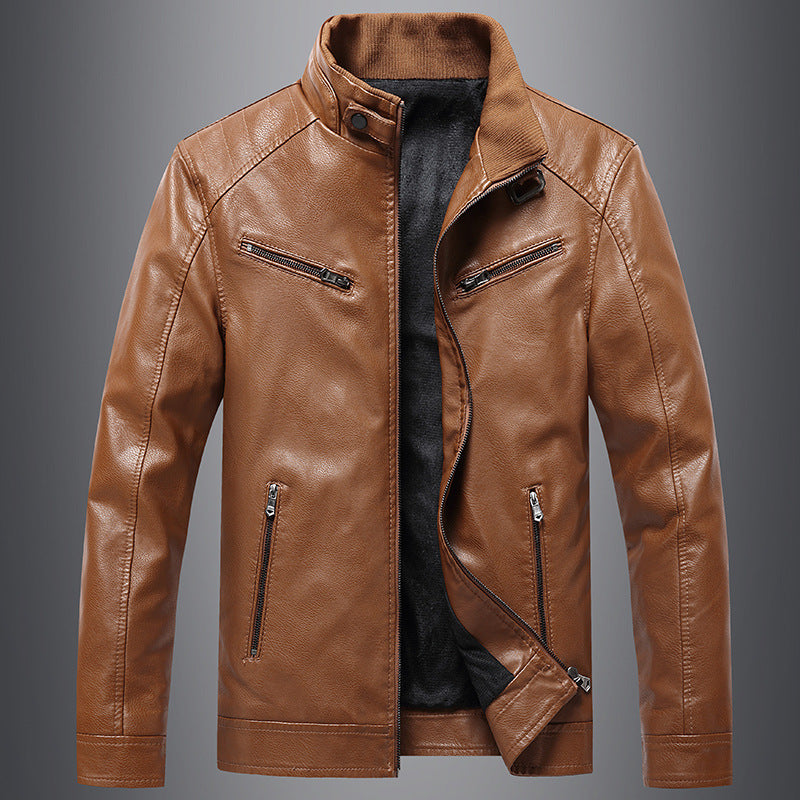 Men's Fleece Padded Leather Jacket