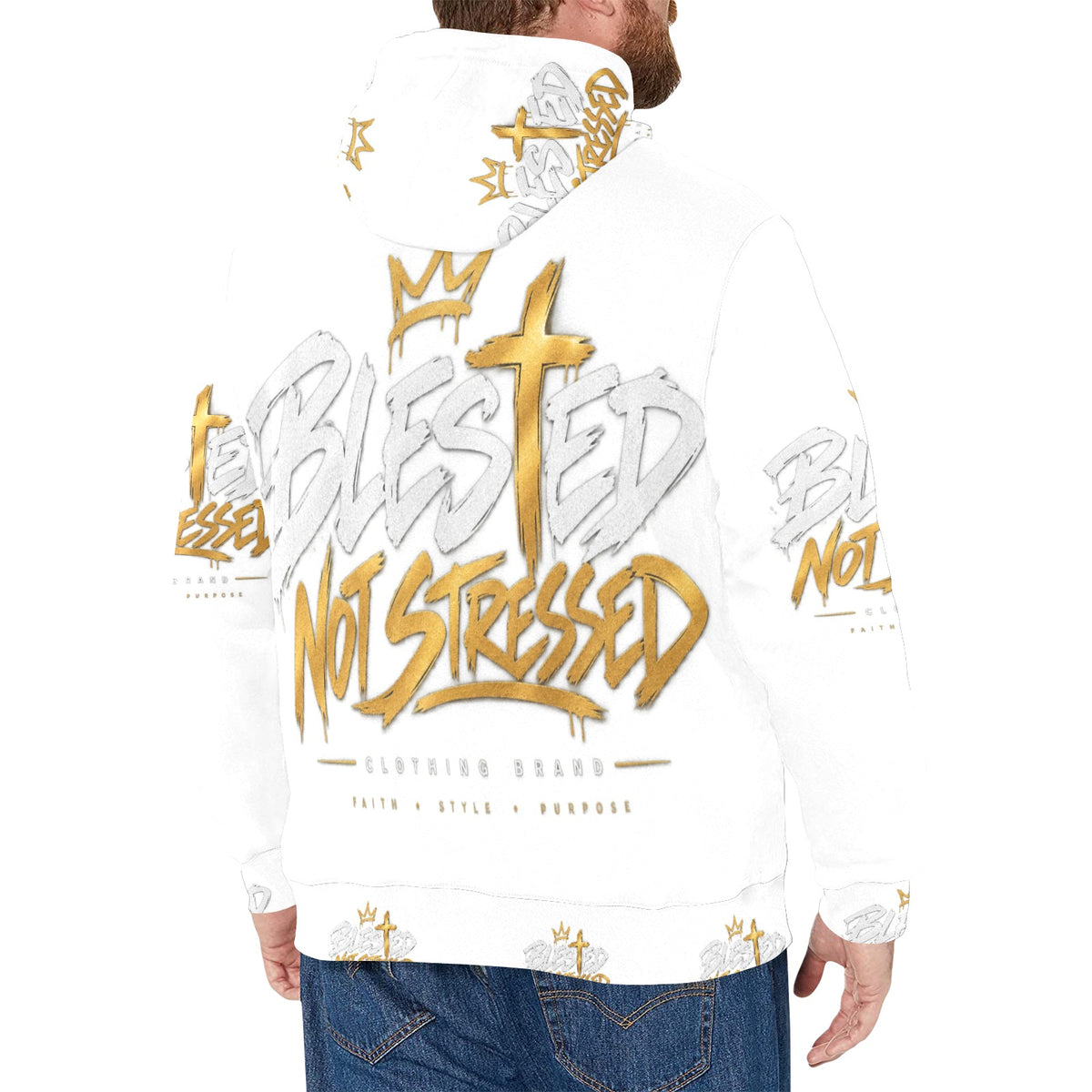Blessed Not Stressed Men's Fleece Pullover Hoodie