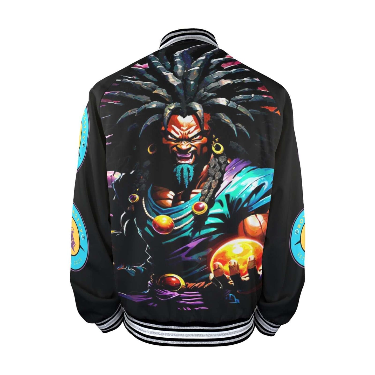 ROYAL DYNASTY LEGENDS NEVER DIE Men's Striped Trim Bomber Jacket