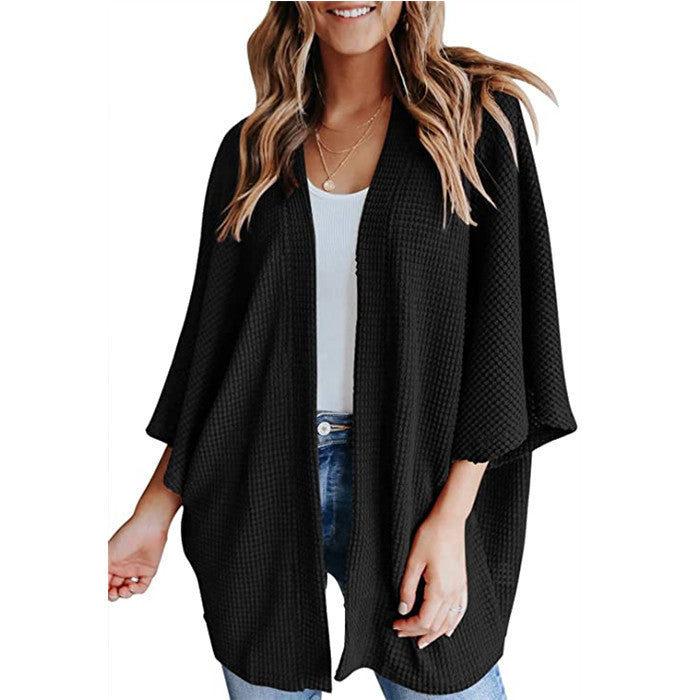 Big Sleeve Waffle Women's Cardigan