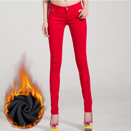 Jeans Female Denim Pants Candy Color Womens Jeans Donna Stretch Bottoms Feminino Skinny Pants