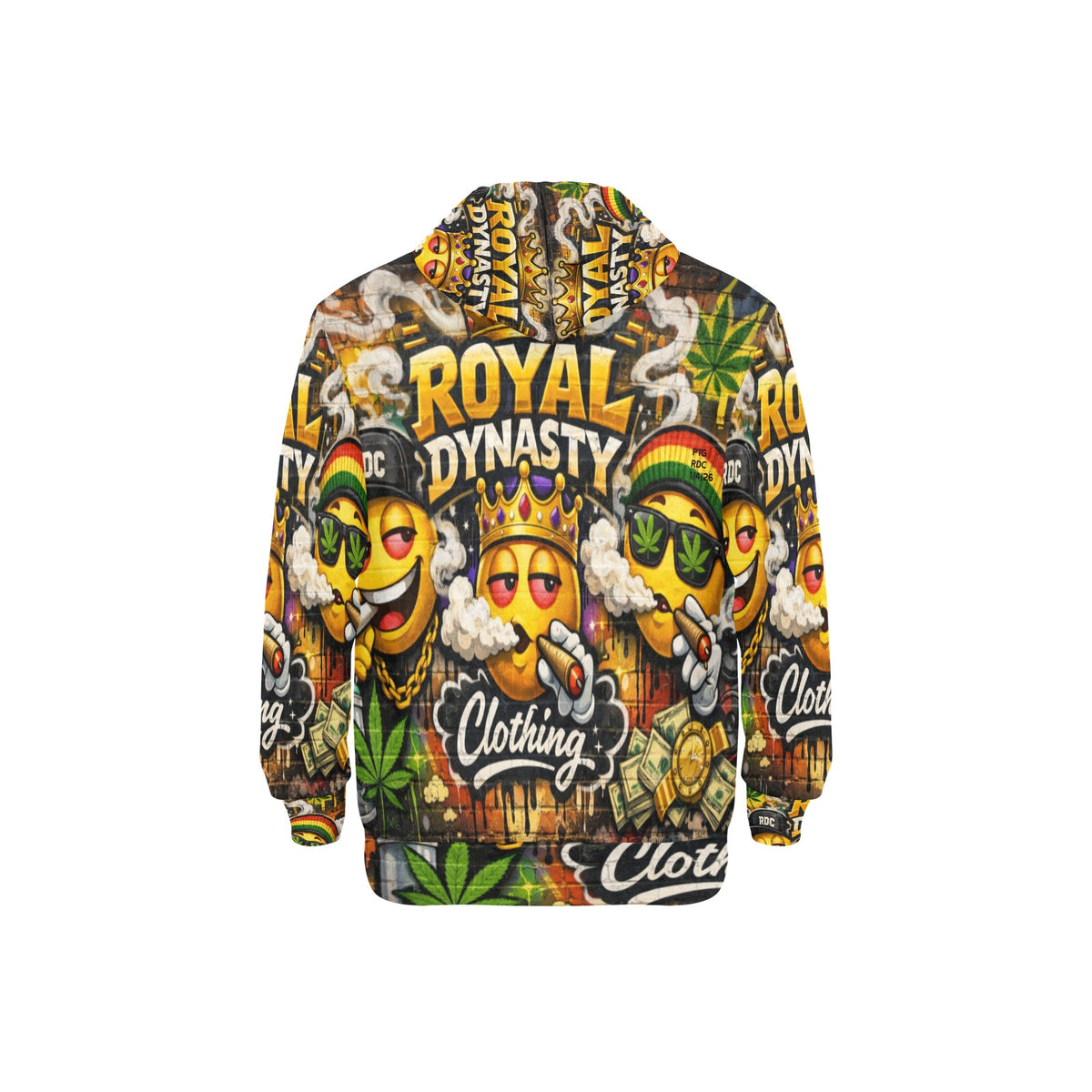 RDC LIT EMOJI RASTA Men's Long Sleeve Fleece Hoodie (H55)