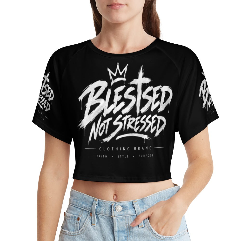 Blessed Not Stressed Women's Short Sleeve Crop Top