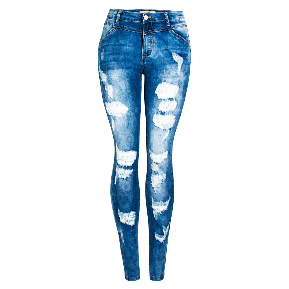 Distressed Women`s Jeans