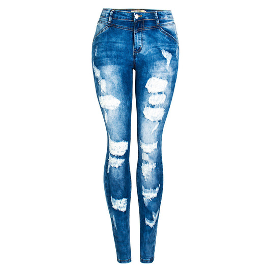 Trend Distressed Women`s Jeans Denim Streetwear Female Pants