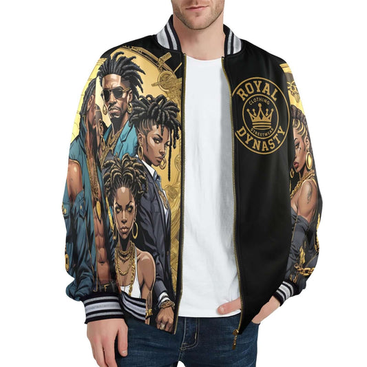ROYAL DYNASTY 1 New Men's Striped Trim Bomber Jacket