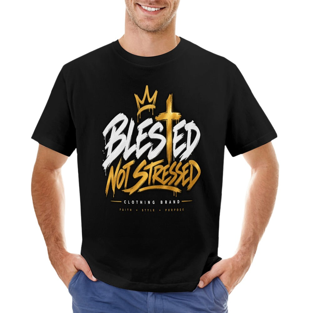 Blessed Not Stressed Double-Sided Cotton Graphic Tee
