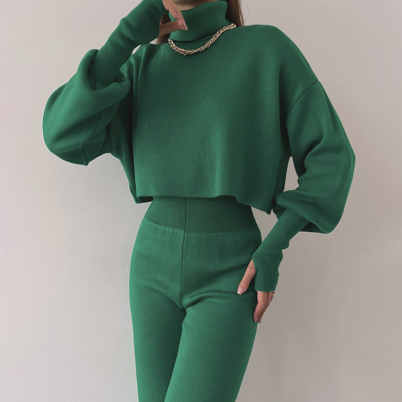 Autumn And Winter Turtleneck Casual Fashion Set