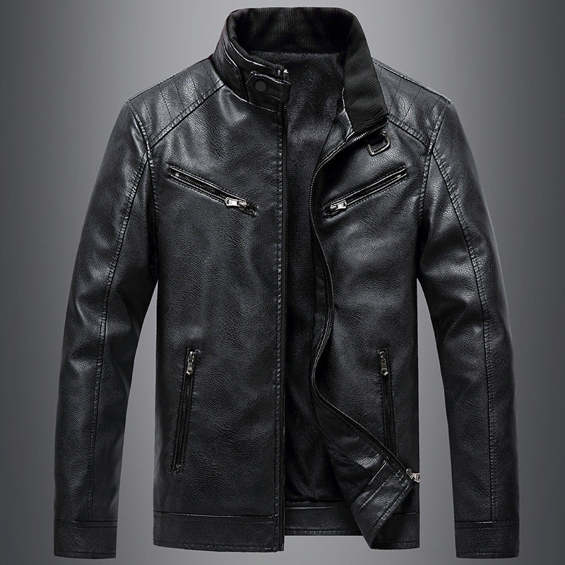 Men's Fleece Padded Leather Jacket