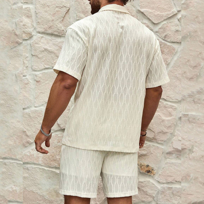 Men's Two Pieces Lapel Button Shirt & Shorts set