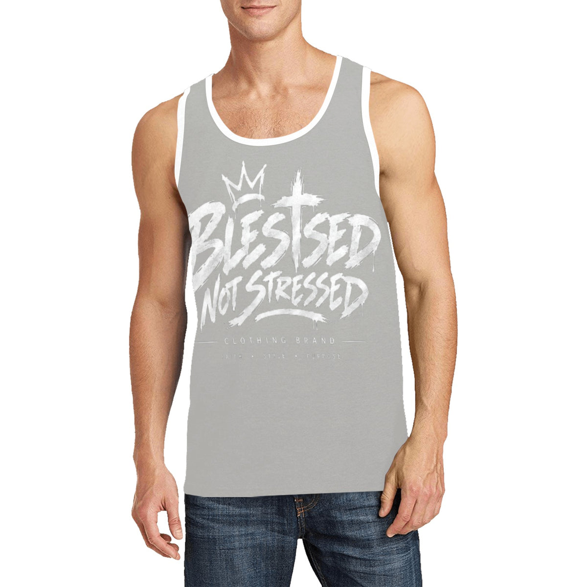 Blessed Not Stressed Men's Relaxed-Fit Printed Tank Top