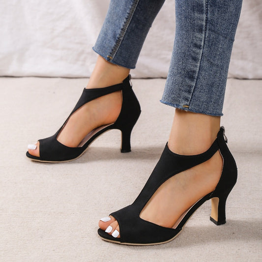 Women's Zippered High Heeled Sandals