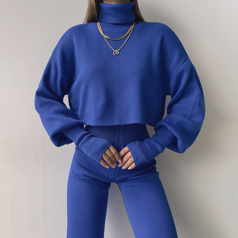 Autumn And Winter Turtleneck Casual Fashion Set