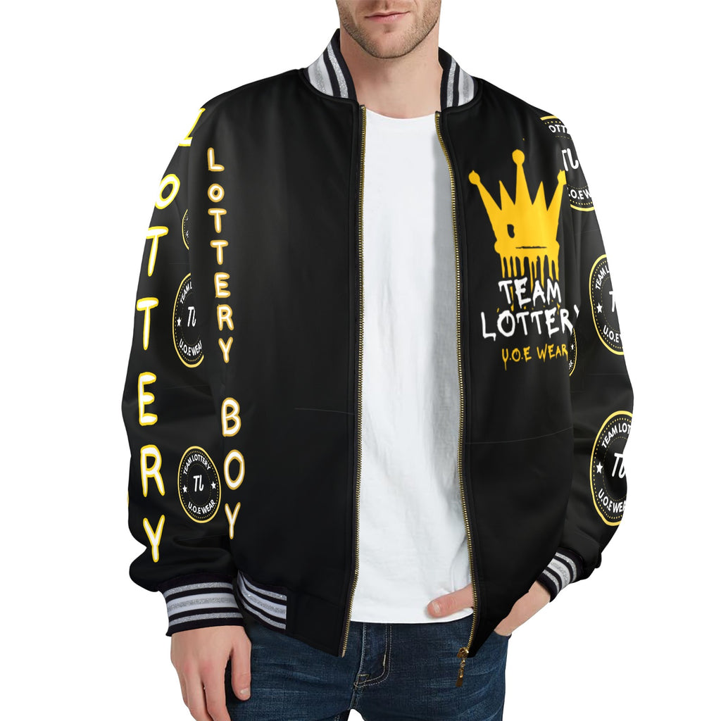 TEAM LOTTERY U.O.E WEAR Men's Striped Trim Bomber Jacket – New Edition