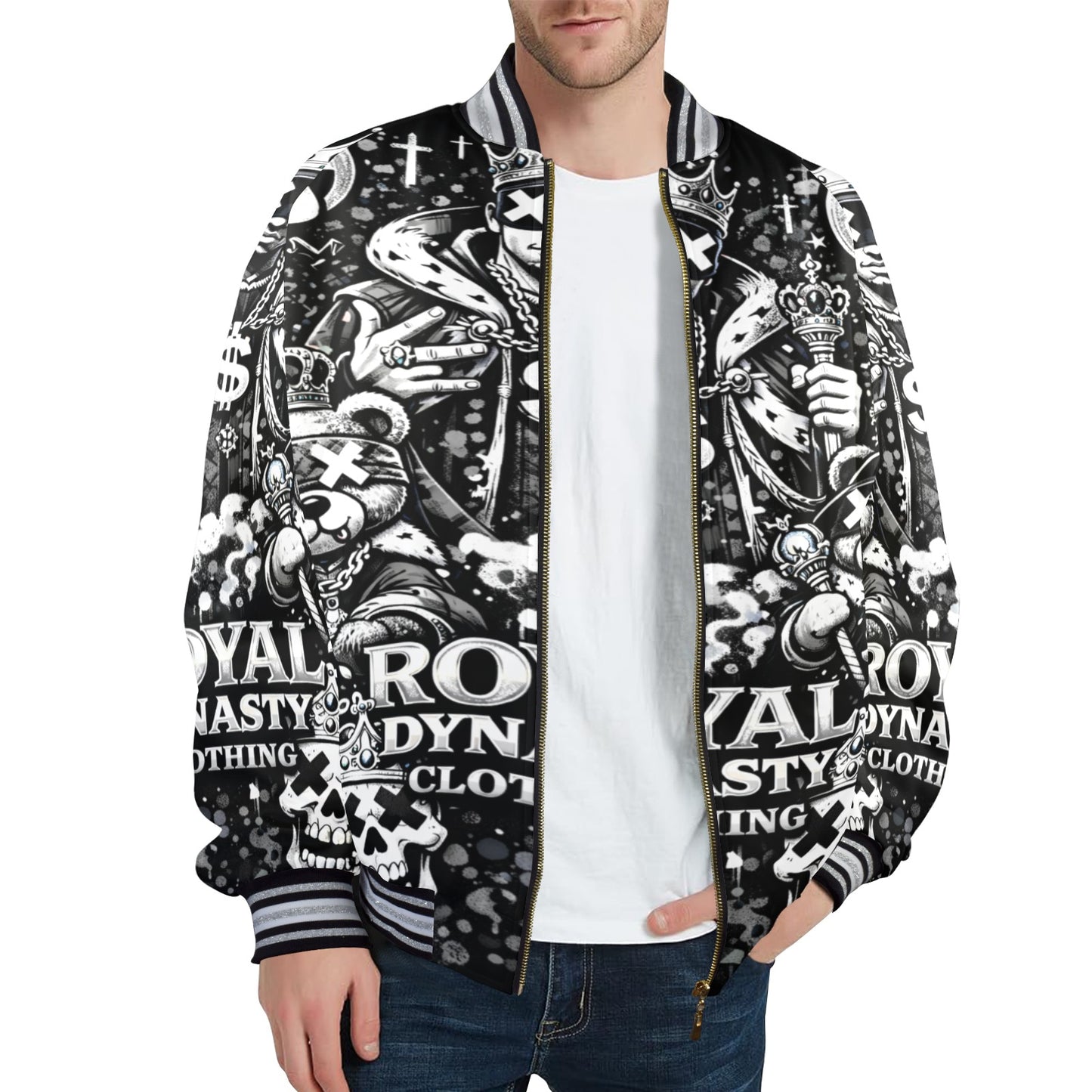 RDC EMOJI KING TYPE SHIII New Men's Striped Trim Bomber Jacket