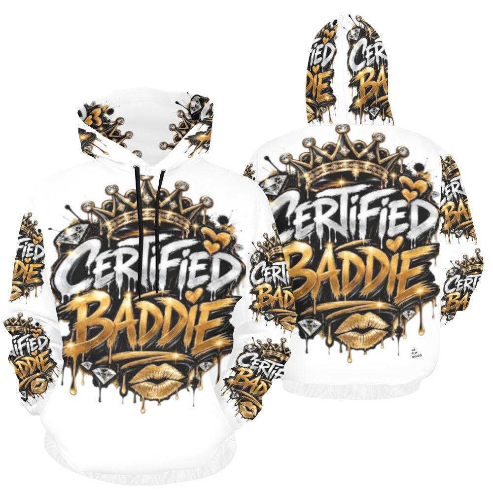 CERTIFIED BADDIE V7 Women's All Over Print Hoodie – Custom Streetwear