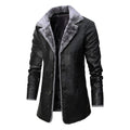Plush Lapel Single-breasted leather Coat For Men