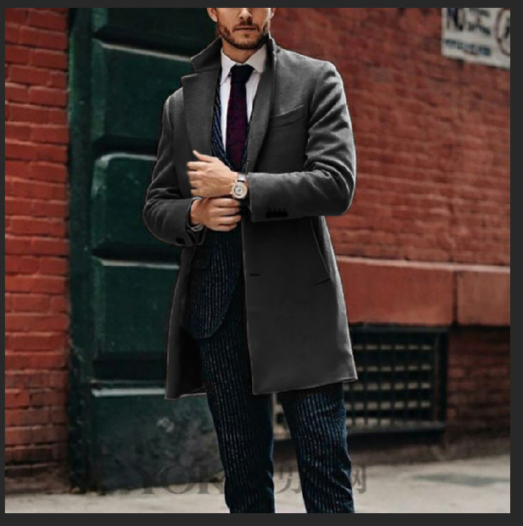 Men's mid-length double-sided wool coat