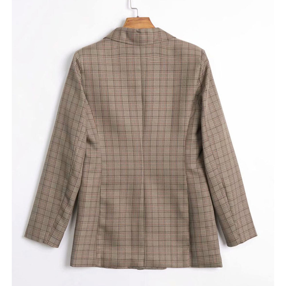 Women's Khaki Double-Breasted Long Coat