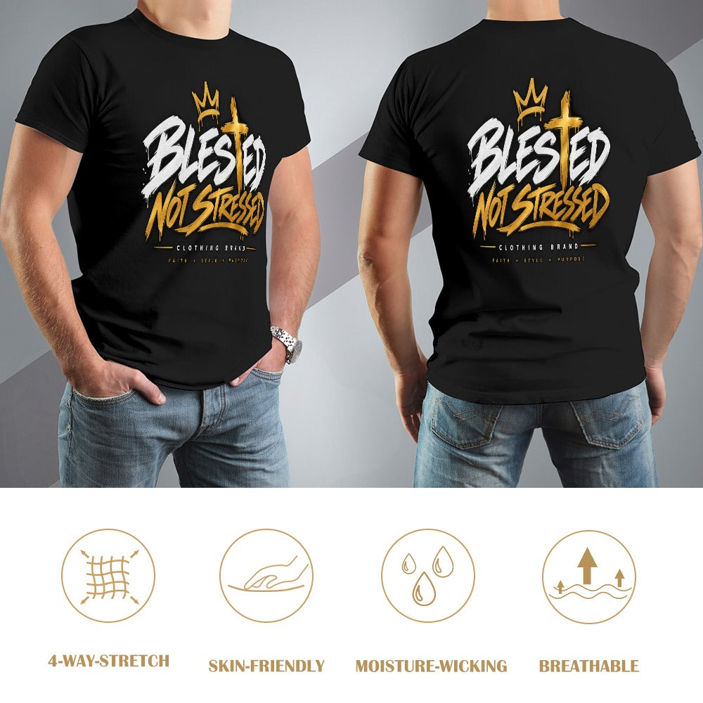 Blessed Not Stressed Double-Sided Cotton Graphic Tee