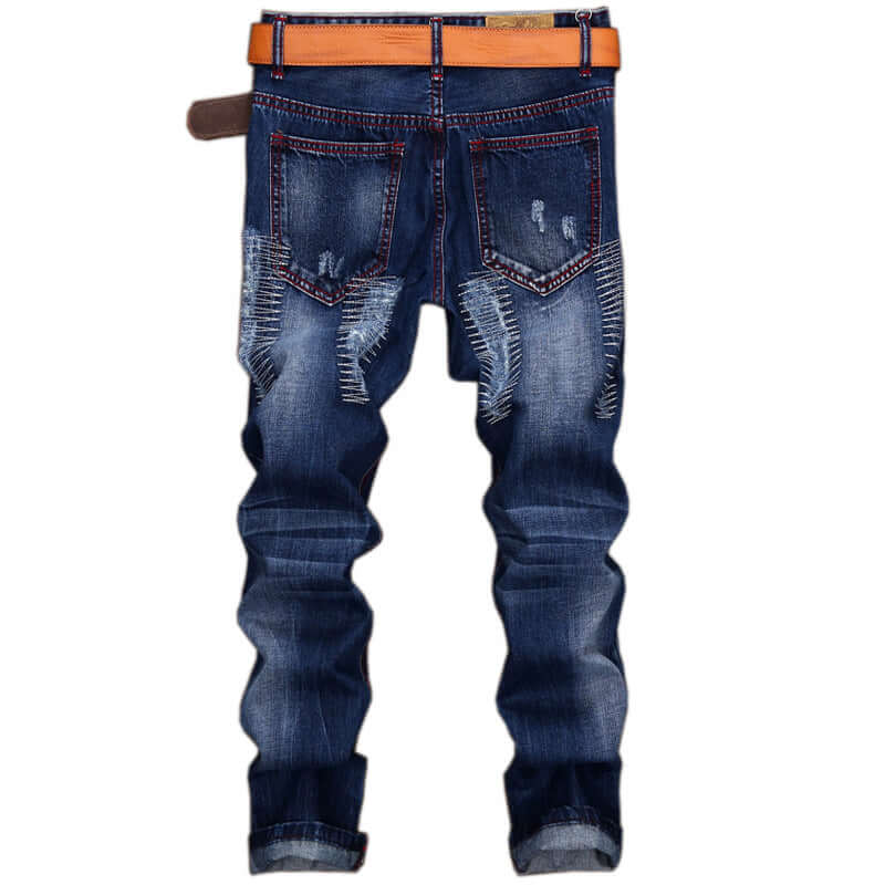 Retro Style  Men's Ripped Straight Jeans