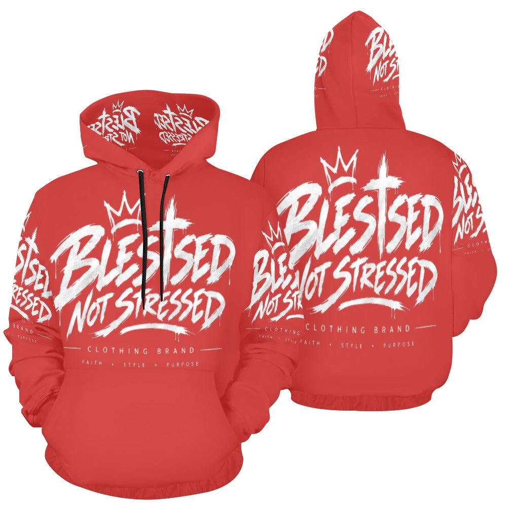 Blessed Not Stressed Men's All-Over Print Pullover Hoodie