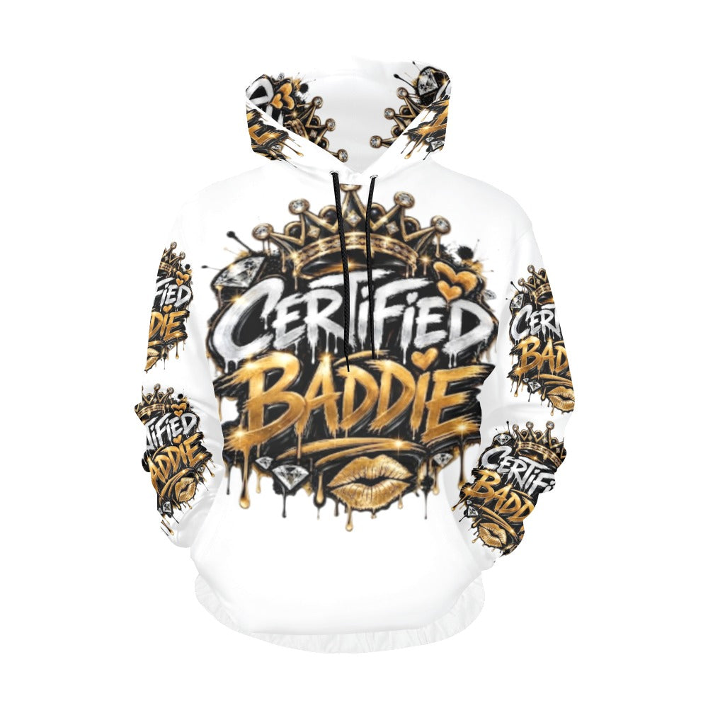 CERTIFIED BADDIE V7 Women's All Over Print Hoodie – Custom Streetwear