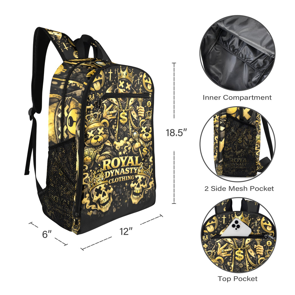 RDC BLACK AND GOLD KING EMOJI All Over Print Leisure Sports Backpack