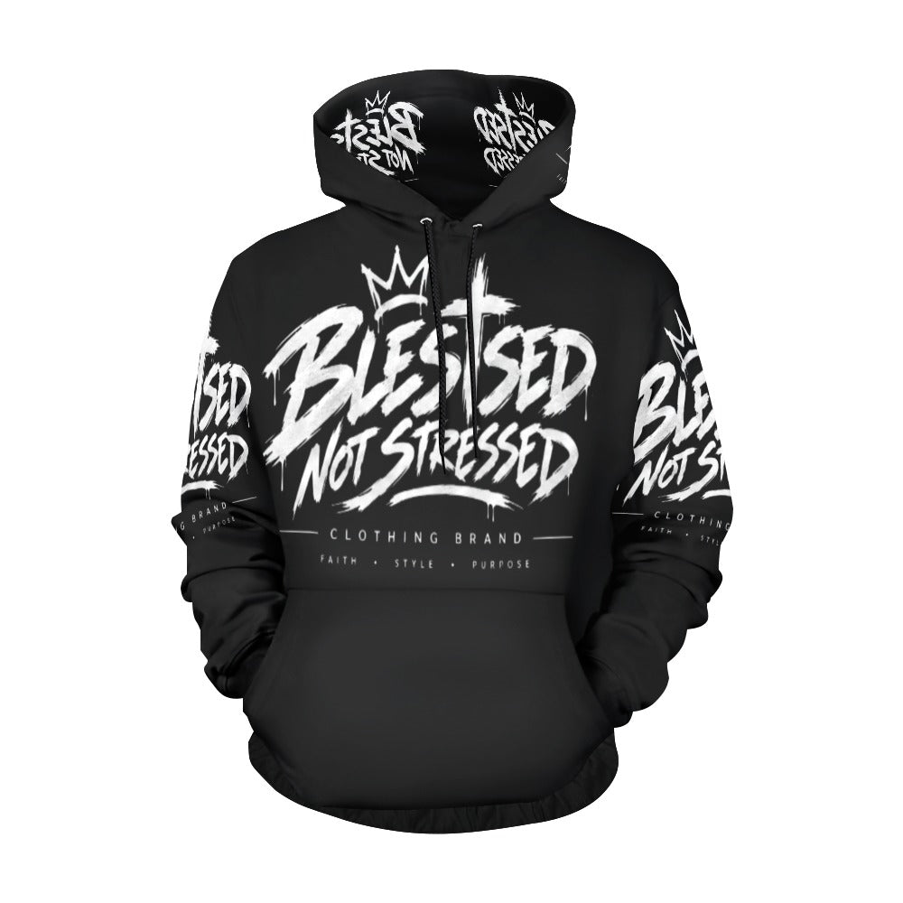 Blessed Not Stressed Men's All-Over Print Pullover Hoodie