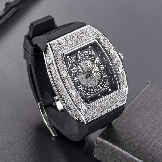 Full Diamond Luxury Silicone Band Watch for Men