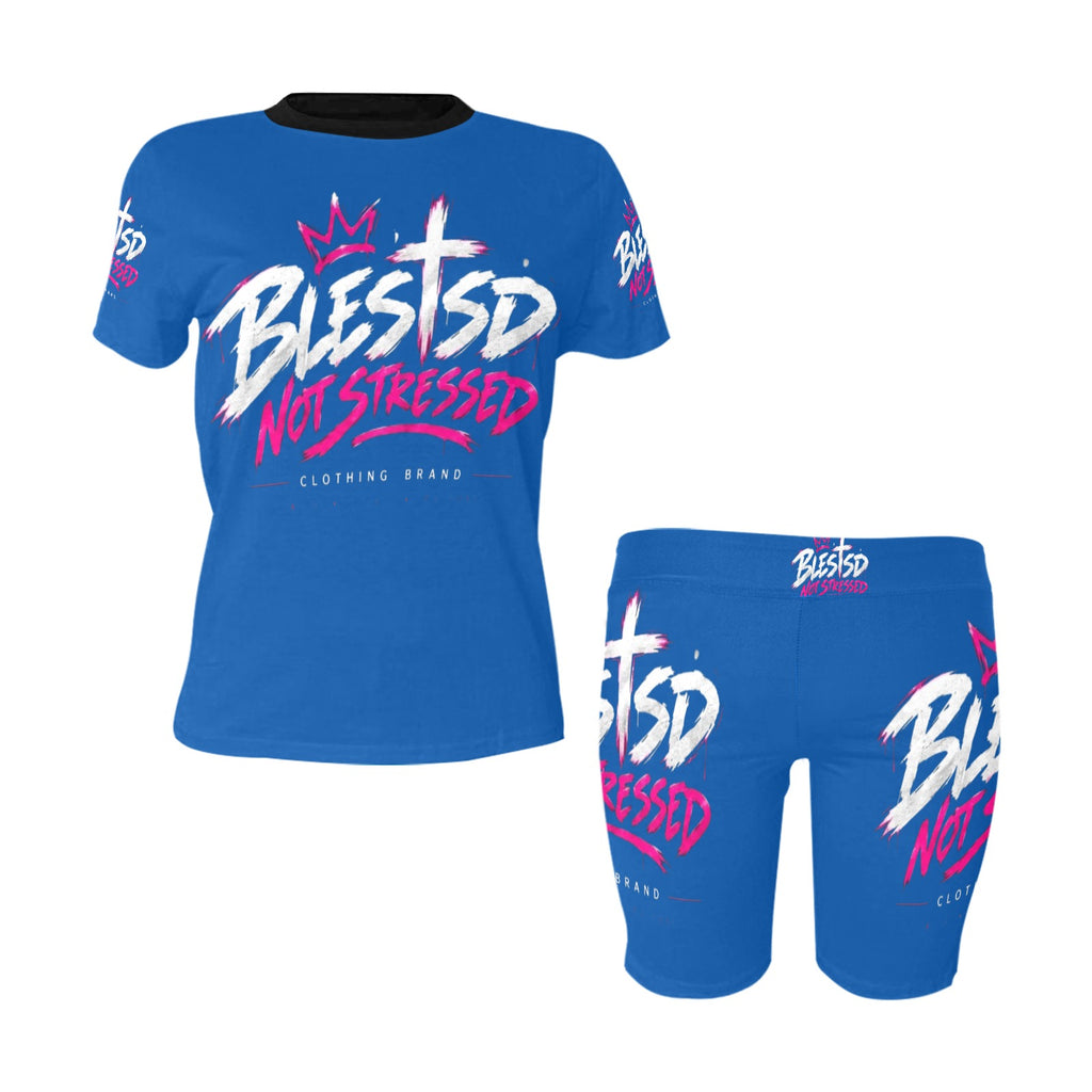 Blessed Not Stressed Women's Printed T-Shirt & Shorts Set