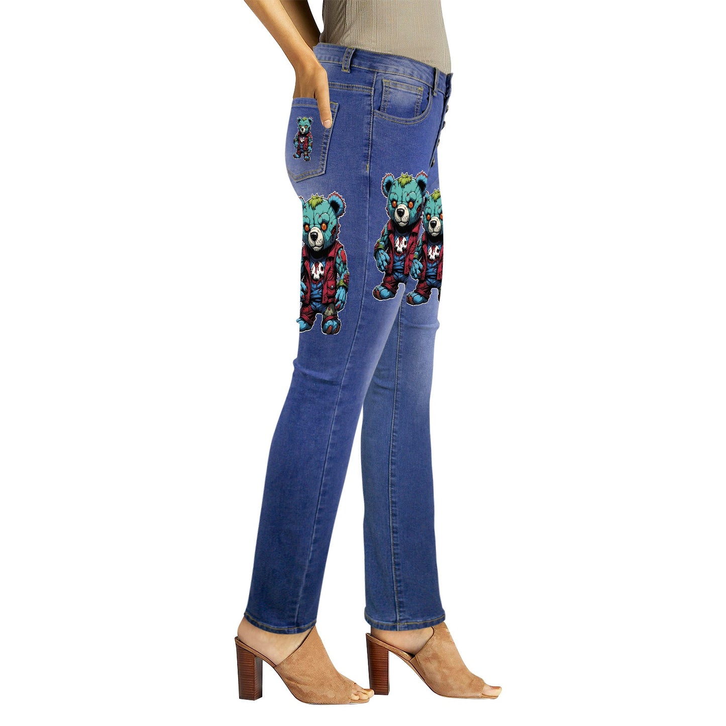 ZOMBIE BEAR Women's Jeans (Front&Back Printing)