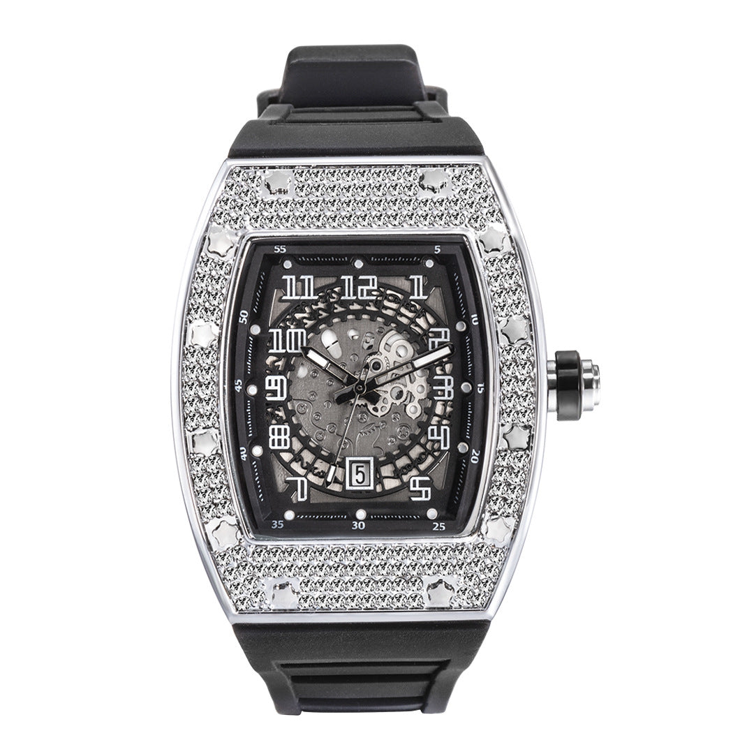 Full Diamond Luxury Silicone Band Watch for Men