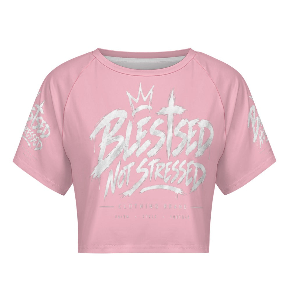 Blessed Not Stressed Women's Short Sleeve Crop Top