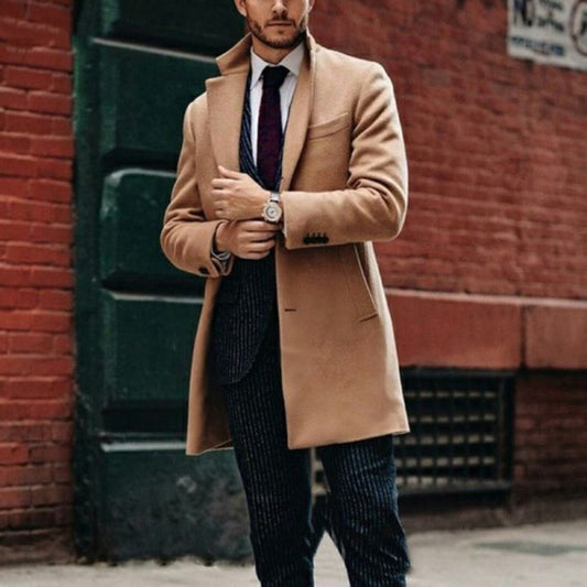 Men's mid-length double-sided wool coat